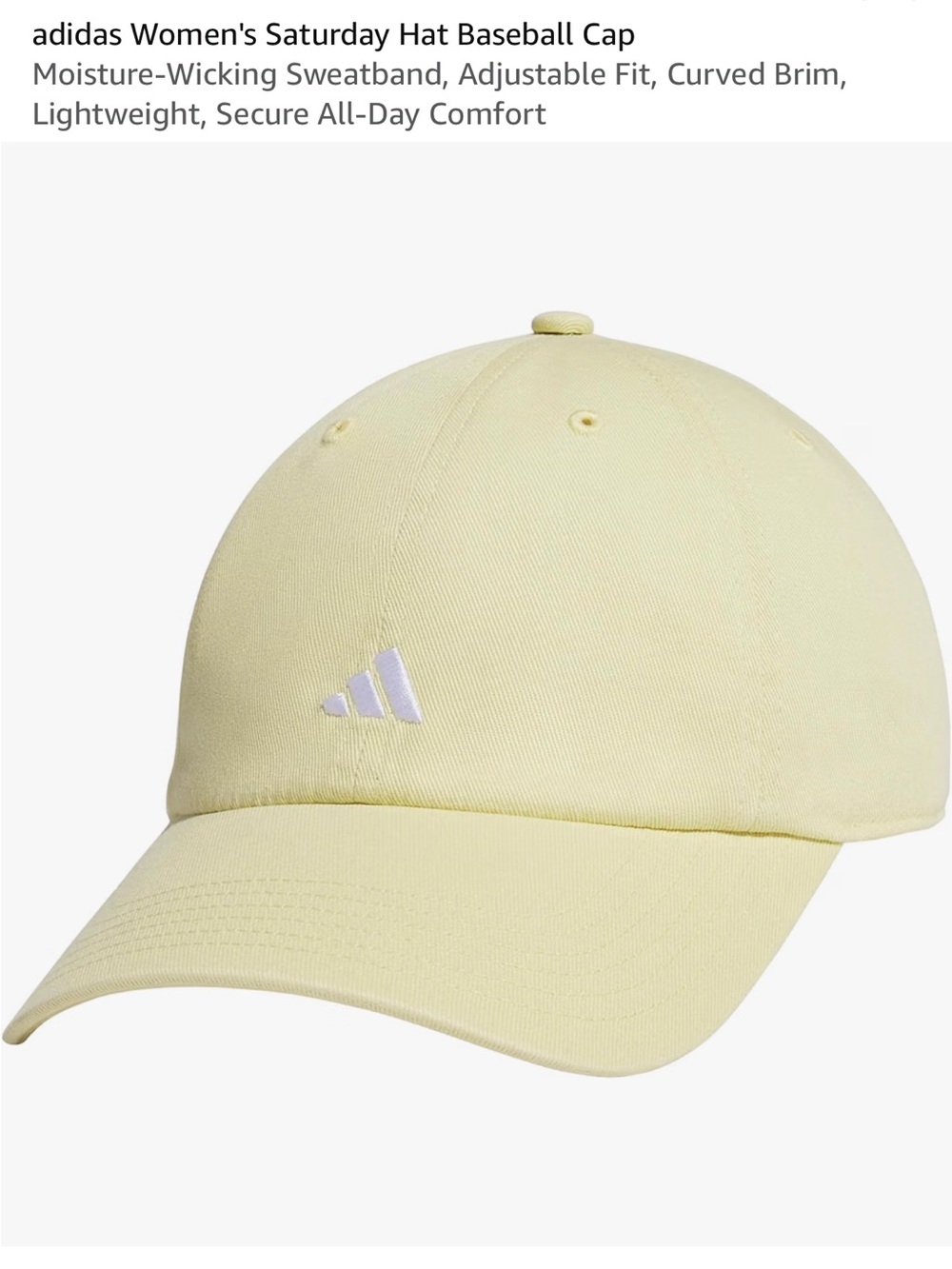 adidas Pale Yellow Baseball Cap with White Logo